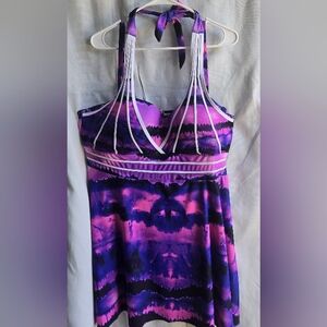 Purple and Pink Halter Swimsuit